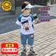 G.DUCKKIDS哪吒衣服男童夏季套裝哪吒兒童服裝男寶寶短袖運(yùn)動(dòng)服夏裝中小童裝 藏青色 120 尺碼5~6歲【110-120cm】