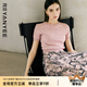 顏域（YANYEE）套頭圓領(lǐng)針織衫女士打底衫2025新款夏季休閑純色短袖上衣 粉色 M