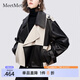 MeetMetro瑪依爾時(shí)尚皮衣短外套女2025春新款撞色機(jī)車皮夾克 拼色【現(xiàn)貨閃電發(fā)】 L