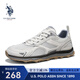 美國馬球協(xié)會（U.S.POLO ASSN.）休閑網(wǎng)面鞋男2025新款男鞋夏季透氣運動鞋軟底舒適輕便休閑鞋子男 米白【輕量回彈+透氣通風(fēng)】 41 運動鞋碼-
