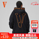 VLONE 大V logo系列 標(biāo)語大LOGO刺繡連帽開衫拉鏈衛(wèi)衣 情侶 黑橙 米黑 VLZH25002黑橙 XL