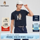 Hush Puppies【簡(jiǎn)約經(jīng)典】暇步士男裝純春夏印花圖案圓領(lǐng)T恤 075深藍(lán)1 M