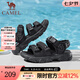 駱駝（CAMEL）新款戶外運動涼鞋男款夏季增高厚底魔術(shù)貼休閑沙灘鞋 G13M220083 黑色 42