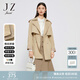 玖姿（JUZUI）休閑格紋拼接一手長風衣春款女抽繩時尚英倫風外套 卡其 M