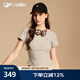 FILA FUSION斐樂潮牌女子針織短袖衫2025秋季新款時(shí)尚休閑緊身T恤 麥粉灰-GY M 165/84A/M