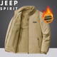 JEEP SPIRIT吉普夾克秋冬季男士戶外寬松休閑立領保暖上衣外套 卡其加絨 2XL