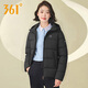 361°短款羽絨服女冬季2025年新款361加厚保暖連帽面包服女裝運動(dòng)外套 超級黑 XL