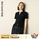 顏域黑色短袖針織開衫女夏裝2025新款薄款顯瘦通勤氣質(zhì)小外套上衣 黑色 2XL