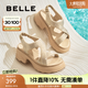 百麗（Belle）滿天星閃耀水鉆休閑涼鞋女厚底增高涼鞋B2666BL5 杏色 38 (240mm)