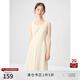 自巧小個(gè)子設(shè)計(jì)感U領(lǐng)對(duì)褶無袖連衣裙女2024夏裝新款收腰顯瘦長裙 巧米色 M (4碼)