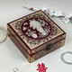 平遙非遺漆器首飾盒螺鈿掐銅絲鑲嵌鮑魚(yú)貝殼中國風(fēng)精致木質(zhì)收納盒 高定20盒-酒紅-平安如意 [贈鎖+收藏證+禮盒+
