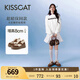 KISSCAT接吻貓女鞋趙昭儀/秦嵐同款8cm內增高太妃糖厚底德訓運動小白鞋 慕斯棕 35 (225mm)