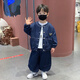 Qymira國際品牌男童秋裝套裝2025新款春秋款牛仔外套寶寶痞帥休閑時髦衣 藍色 110 cm(建議身高105cm左右)