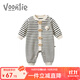 凡獵嬰兒衣服秋裝新生男寶寶連體衣帥氣滿(mǎn)月百天超萌外出哈衣春秋 L5897條紋 80cm