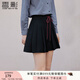 香影學(xué)院風(fēng)藏青色百褶半身裙女2025秋裝新款小個子短款高腰a字裙 藏青 S 155/60A/85-95斤