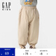 GAP男女幼童2025夏季新款松緊腰針織棉質(zhì)束口長(zhǎng)褲兒童裝774525