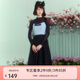 糖力【商場(chǎng)同款】春秋新款粗花呢小香風(fēng)拼接吊帶連衣裙女中長(zhǎng)款 藍(lán)色 S