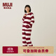 無(wú)印良品（MUJI）女式發(fā)熱毛毛紗家居連帽開(kāi)衫睡衣上衣單件家居服秋季可外穿保暖 紅色條紋 S -M(160/84A)