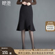 她池荷葉邊不規(guī)則半身裙女2025秋裝新款高腰顯瘦包臀魚尾裙