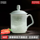 景德鎮(zhèn)（jdz）陶瓷家用中式手工長城茶杯茶具帶蓋辦公泡茶杯喝茶水杯送老師禮物 影青浮雕長城茶杯
