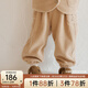 OAK FAMILY冬季兒童燈芯絨束腳百搭寬松長(cháng)褲男女寶寶保暖復古風(fēng)休閑褲 卡其色 120 cm