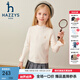 哈吉斯（HAZZYS）品牌童裝女童打底衫秋新品舒適彈力半高領簡約時尚打底衫 奶油色 165