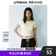 UR2025春季新款女裝拼接蕾絲蝴蝶結(jié)修身短袖T恤UYY450033 淺黃 (修身款) M