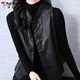 啄木鳥(niǎo)新中式皮衣盤(pán)扣馬甲女2025春秋新款背心坎肩復古中國風(fēng)女士外套 黑色 國風(fēng)馬甲 M 105斤以?xún)? title=