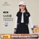 英氏（YEEHOO）女童套裝兒童棒球服裙子兩件裝中大童裝休閑學院風秋裝 黑色 140