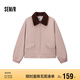 森馬（Semir）外套女oversize插肩袖仿羊羔毛毛領(lǐng)冬季2024夾棉夾克109724108016