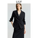 LILY商場(chǎng)同款2025秋新款女裝商務(wù)通勤修身收腰西裝外套小個(gè)子 510黑 M