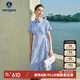 Navigare意大利小帆船女全棉條紋連衣裙短袖收腰中長(cháng)裙2322875516 藍 L