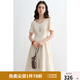 獨(dú)束大碼女裝純色方領(lǐng)法式氣質(zhì)連衣裙夏裝新款收腰顯瘦領(lǐng)證小白裙 香草米 L （尺碼：2）