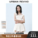 UR2025春季新款女裝撞色蕾絲飄帶U領(lǐng)無袖修身連衣裙UYY750014 米黃 (偏短) L