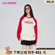 LALABOBO新復(fù)古回潮休閑長袖T恤女多巴胺撞色寬松顯瘦薄款衛(wèi)衣LBCC-WSDT42 紅色 M
