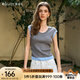 Olrain歐芮兒拼接灰色針織衫女夏季2025新款V領(lǐng)設(shè)計(jì)顯瘦女裝上衣 灰色 L