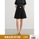 獨(dú)束大碼女裝高腰壓褶休閑A字短裙2025夏微胖MM設(shè)計(jì)感短款半身裙 赫本黑 XL （尺碼：3）