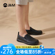快樂瑪麗（J&M）健步鞋男鞋2025春季新款軟底皮面防滑運動鞋一腳蹬休閑鞋板鞋子男 黑色 42 (曬圖送20元紅包）