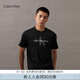 Calvin KleinJeans夏季男士潮流多色休閑通勤ck印花純棉短袖針織T恤40EM286 UB1-太空黑 M