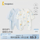 童泰嬰兒連體衣服純棉0-6個(gè)月新生兒蝴蝶衣春夏季男女寶寶嬰兒服2件裝 藍(lán)色 66cm