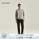 Calvin KleinJeans秋冬男女情侶ck萊賽爾微彈刺繡立領(lǐng)拉鏈針織開(kāi)衫J326589 P01-珍珠灰 S