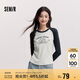 森馬（Semir）長(zhǎng)袖T恤女拼色插肩袖小狗套頭衫鹽系潮冬季抓毛衣服101724101010