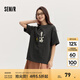 Semir[商場(chǎng)同款]史努比系列短袖T恤女中長(cháng)款印花2024新款純棉秋裝 深灰20941 160/84A/M