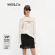 MO&Co.麻T恤2025春新品含亞麻水墨印花繡花描邊長袖MBE1TEE008 本白色 M 165