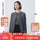朗姿【時(shí)裝周同款 王楚然同款】純羊毛高級感氣質(zhì)冬新款毛針織衫 中灰色2開衫 XL