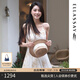 歌力思（ELLASSAY）博主同款25夏季新款歐若風(fēng)印花可調(diào)節(jié)吊帶連衣裙女EWB362Y05100 駝混搭 XS