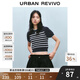 UR2025秋季新款女裝時尚撞色線條蝴蝶結(jié)圓領(lǐng)針織衫UYY950034 墨藍(lán)條紋 S