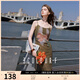 三彩獨(dú)醒2025夏季新款網(wǎng)紗吊帶裙蝴蝶結(jié)印花連衣裙修身長裙F 灰褐色 L 165/88A