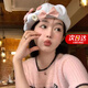 LZJV貝雷帽女春夏2025新款日系可愛(ài)云朵蝴蝶結(jié)花朵蓓蕾透氣八角畫(huà)家帽 天藍(lán)色(可調(diào)節(jié))