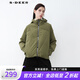 sdeer圣迪奧2021冬季高領(lǐng)連帽撞色字母針織拼接不規(guī)則白鴨絨羽絨服女S21482444 暗黃綠/08 S 160